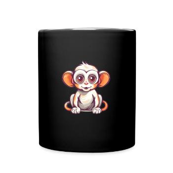 Süßer Anime -Stil Macaque Kawaii - Tasse einfarbig - Schwarz - Vorne