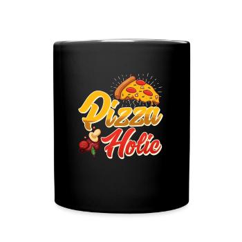 Pizza Holic Pizza Fan Bäcker Pizzablech - Tasse einfarbig - Schwarz - Vorne