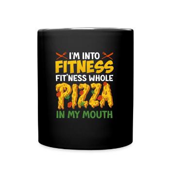 Pizza Fan I'm Into Fitness Whole Pizza in Mouth - Full Colour Mug - black - Front