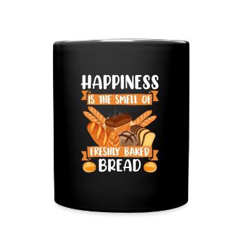 Backliebe Happiness is the Smell of Fresh Bread - Tasse einfarbig - Schwarz - Vorne
