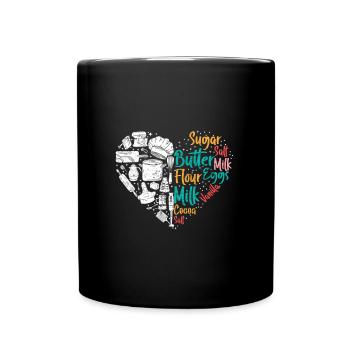 Backliebhaber Herz Backen Leidenschaft Backfans - Tasse einfarbig - Schwarz - Vorne