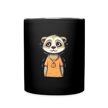 Süßer Anime -Stil Meerkat Kawaii - Tasse einfarbig - Schwarz - Vorne