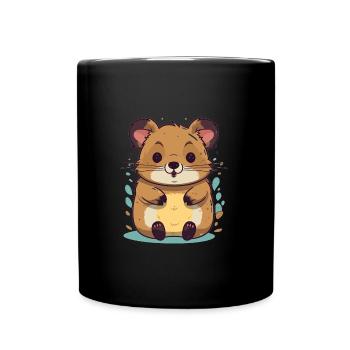 Netter Anime -Stil Quokka Kawaii - Tasse einfarbig - Schwarz - Vorne