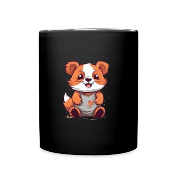 Cute Anime Style Red Panda Kawaii - Full Colour Mug - black - Front