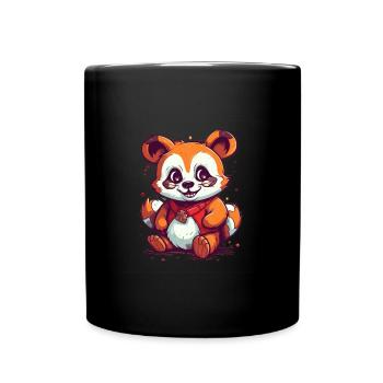 Cute Anime Style Red Panda Kawaii - Full Colour Mug - black - Front
