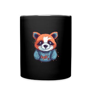 Cute Anime Style Red Panda Kawaii - Full Colour Mug - black - Front