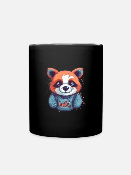Cute Anime Style Red Panda Kawaii - Full Colour Mug - black