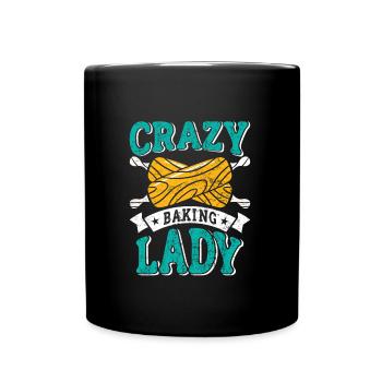 Boulanger Crazy Baking Lady Pâtisserie Femmes - Mug uni - noir - Devant