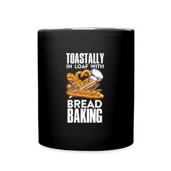 Boulanger de pain grillé dans un pain avec cuisson du pain - Mug uni - noir - Devant