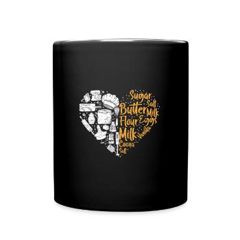 Backliebhaber Herz Backen Leidenschaft Backfans - Tasse einfarbig - Schwarz - Vorne