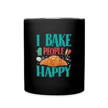 Boulangerie I Bake People Happy Croissant Confiseur - Mug uni - noir - Devant