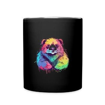 Cute Anime Style Sloth Bear Kawaii - Full Colour Mug - black - Front