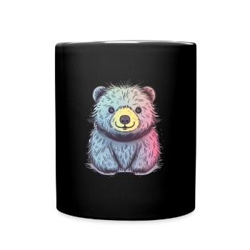 Cute Anime Style Sloth Bear Kawaii - Full Colour Mug - black - Front