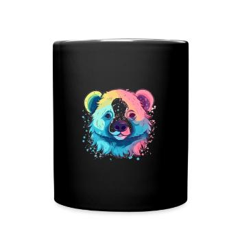 Cute Anime Style Sloth Bear Kawaii - Full Colour Mug - black - Front