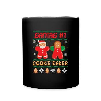 Santa's Number 1 Cookie Baker Christmas - Full Colour Mug - black - Front