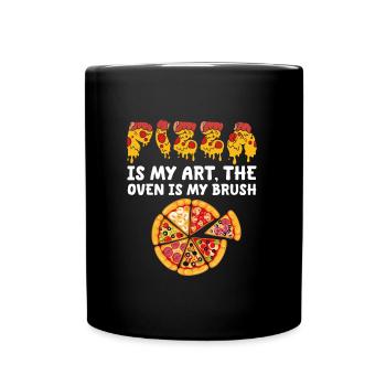 Pizza ist meine Kunst der Ofen ist mein Pinsel - Tasse einfarbig - Schwarz - Vorne