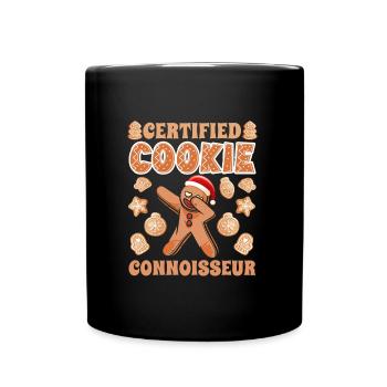 Gingerbread Man Certified Cookie Connoisseur - Full Colour Mug - black - Front