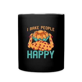 Plätzchen Backen I Bake People Happy Weihnachten - Tasse einfarbig - Schwarz - Vorne