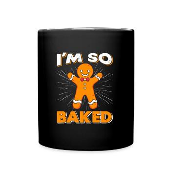 Homme de pain d’épice Je suis tellement cuit Noël - Mug uni - noir - Devant