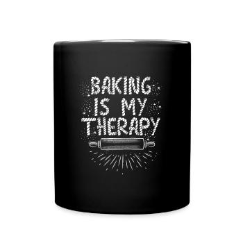 Baking is my Therapy Bakery Fans Dough - Full Colour Mug - black - Front