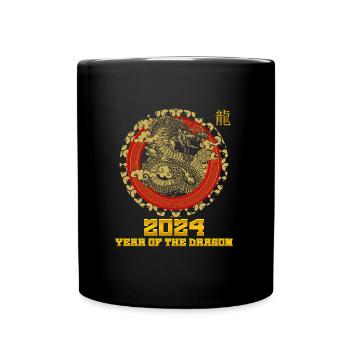 2024 Year of the Dragon Chinesisches Neujahr - Tasse einfarbig - Schwarz - Vorne