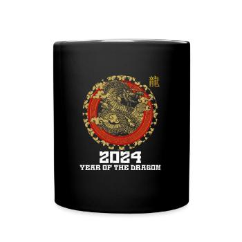 2024 Year of the Dragon Chinesisches Neujahr - Tasse einfarbig - Schwarz - Vorne