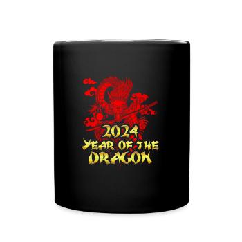 2024 Year of the Dragon Chinesisches Neujahr - Tasse einfarbig - Schwarz - Vorne