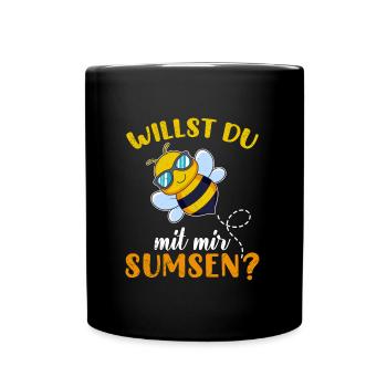 Faschingskostüm Biene Willst du mit mir Sumsen? - Tasse einfarbig - Schwarz - Vorne