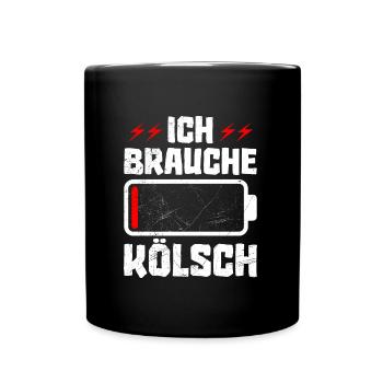 Karneval Party Köln Ich Brauche Kölsch - Tasse einfarbig - Schwarz - Vorne