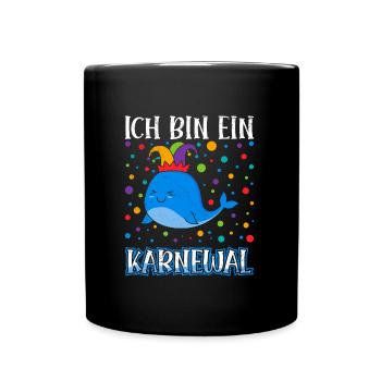 Faschingsparty Ich Bin ein KarneWal Karneval - Tasse einfarbig - Schwarz - Vorne