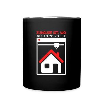 3-D Drucker Home Sweet X0 Y0 Z0 GCode - Tasse einfarbig - Schwarz - Vorne