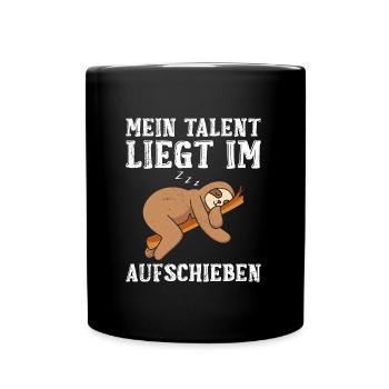 Faule Kollegen Mein Talent Liegt im Aufschieben - Tasse einfarbig - Schwarz - Vorne