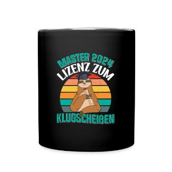 Master 2024 Lizenz zum Klugscheißen Faultier - Tasse einfarbig - Schwarz - Vorne