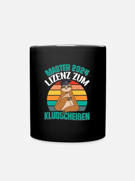 Master 2024 Lizenz zum Klugscheißen Faultier - Tasse einfarbig - Schwarz