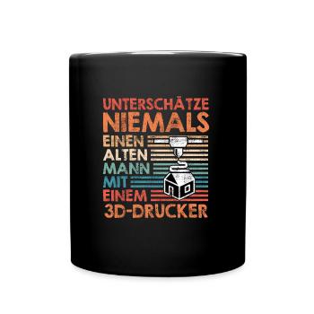 L’impression 3D Ne sous-estimez jamais un vieil homme avec - Mug uni - noir - Devant