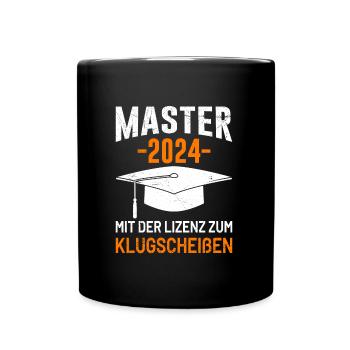 Master 2024 Mit der Lizenz zum Klugscheißen - Tasse einfarbig - Schwarz - Vorne