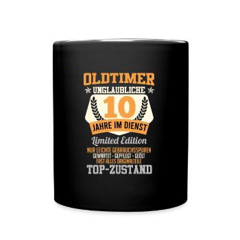 Classic car 10 years in service Top Condition Anniversary - Full Colour Mug - black - Front