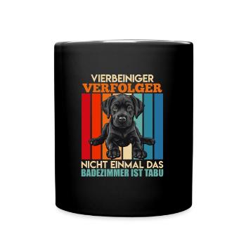 Labrador Lustig VIERBEINER VERFOLGER Treuer - Tasse einfarbig - Schwarz - Vorne