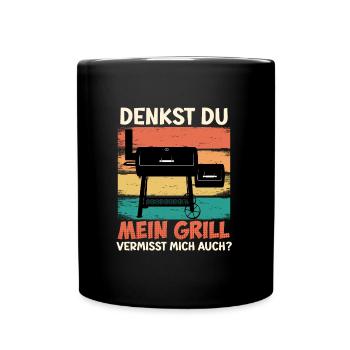 Fleischliebhaber DENKST DU MEIN GRILL VERMISST - Tasse einfarbig - Schwarz - Vorne