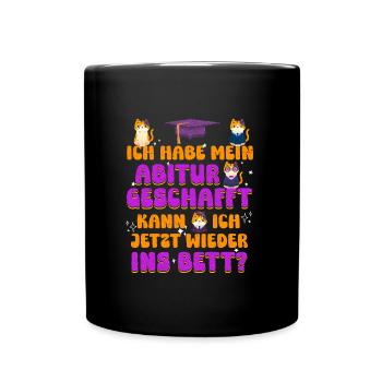 Abi Habe mein Abitur Geschafft Faultier Lustiges - Tasse einfarbig - Schwarz - Vorne