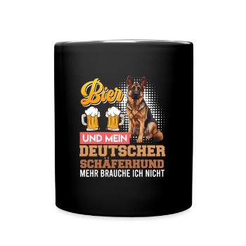 BIER UND MEIN DEUTSCHER SCHÄFERHUND Lustiges - Tasse einfarbig - Schwarz - Vorne