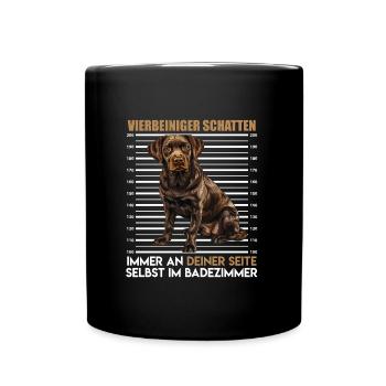 Labrador Besitzer VIERBEINIGER SCHATTEN Lustiges - Tasse einfarbig - Schwarz - Vorne