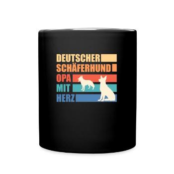 Deutscher Schäferhund OPA MIT HERZ Schäferhund - Tasse einfarbig - Schwarz - Vorne