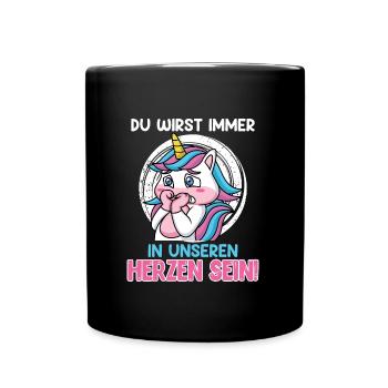 Abschiedsparty Du Wirst Immer in Unseren Herzen - Tasse einfarbig - Schwarz - Vorne
