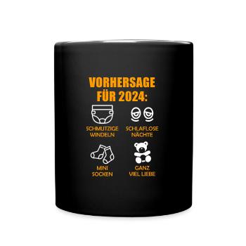 Werdende Eltern Vorhersage für 2024 Werdender Papa - Tasse einfarbig - Schwarz - Vorne