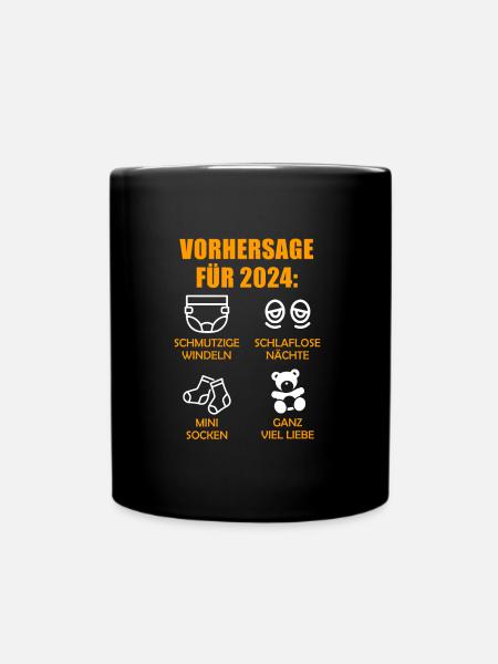 Werdende Eltern Vorhersage für 2024 Werdender Papa - Tasse einfarbig - Schwarz