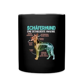 Deutscher Schäferhund DETAILIERTE ANALYSE Lustig - Tasse einfarbig - Schwarz - Vorne