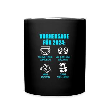 Werdende Eltern Vorhersage für 2024 Werdender Papa - Tasse einfarbig - Schwarz - Vorne