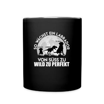 Labrador Hund SO WÄCHST EIN LABRADOR Lustiges - Tasse einfarbig - Schwarz - Vorne