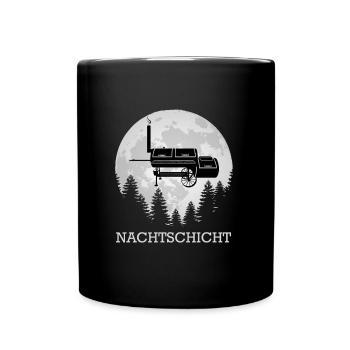 Grillen NACHTSCHICHT Grillmeister Fleischliebhaber - Tasse einfarbig - Schwarz - Vorne